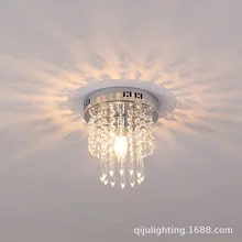 220V хрустальная лампа из нержавеющей стали K9 Хрустальная люстра проходные огни гостиничные светильники мини потолочный светильник