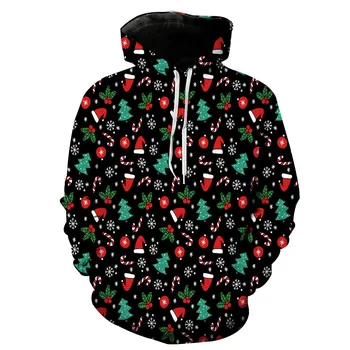 

United States trade Christmas digital printing Hat Pocket Turtleneck Men's Fashion Hat Men's Wear Printing Blouse hoodies