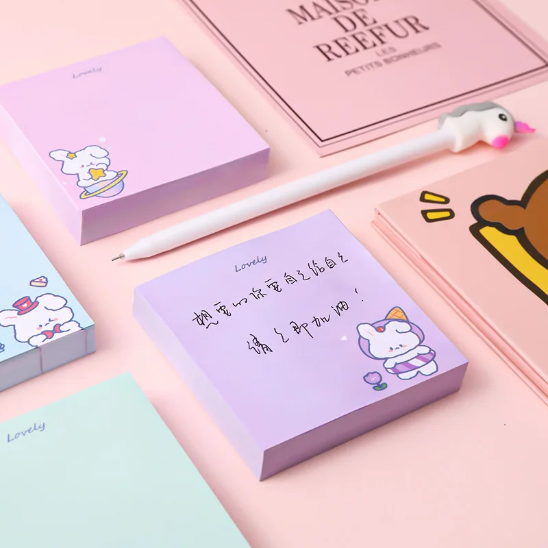 80Page Mint Rabbit Sticky Notes Cute Bunny Student Cartoon Can Tear Memo Pads Kawaii Stationery Office School Supplies Notebook