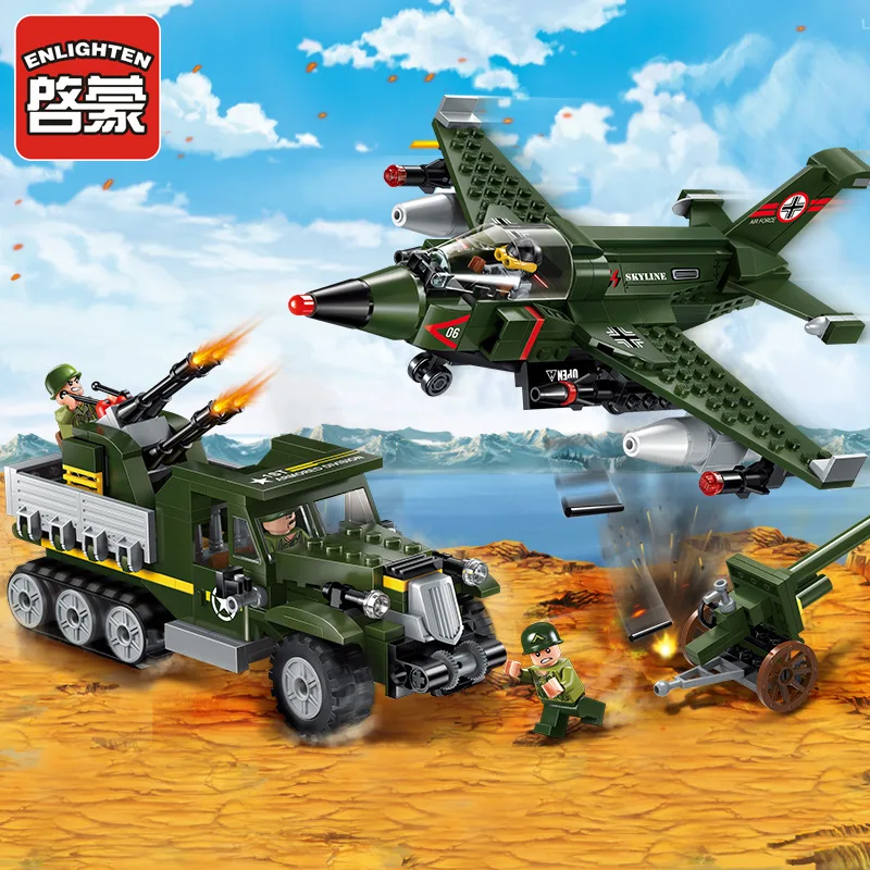 

ENLIGHTEN Building Blocks Air Large Duel Military zhan di ji pu Series DIY Assembled Building Blocks 1710 Children'S Educational