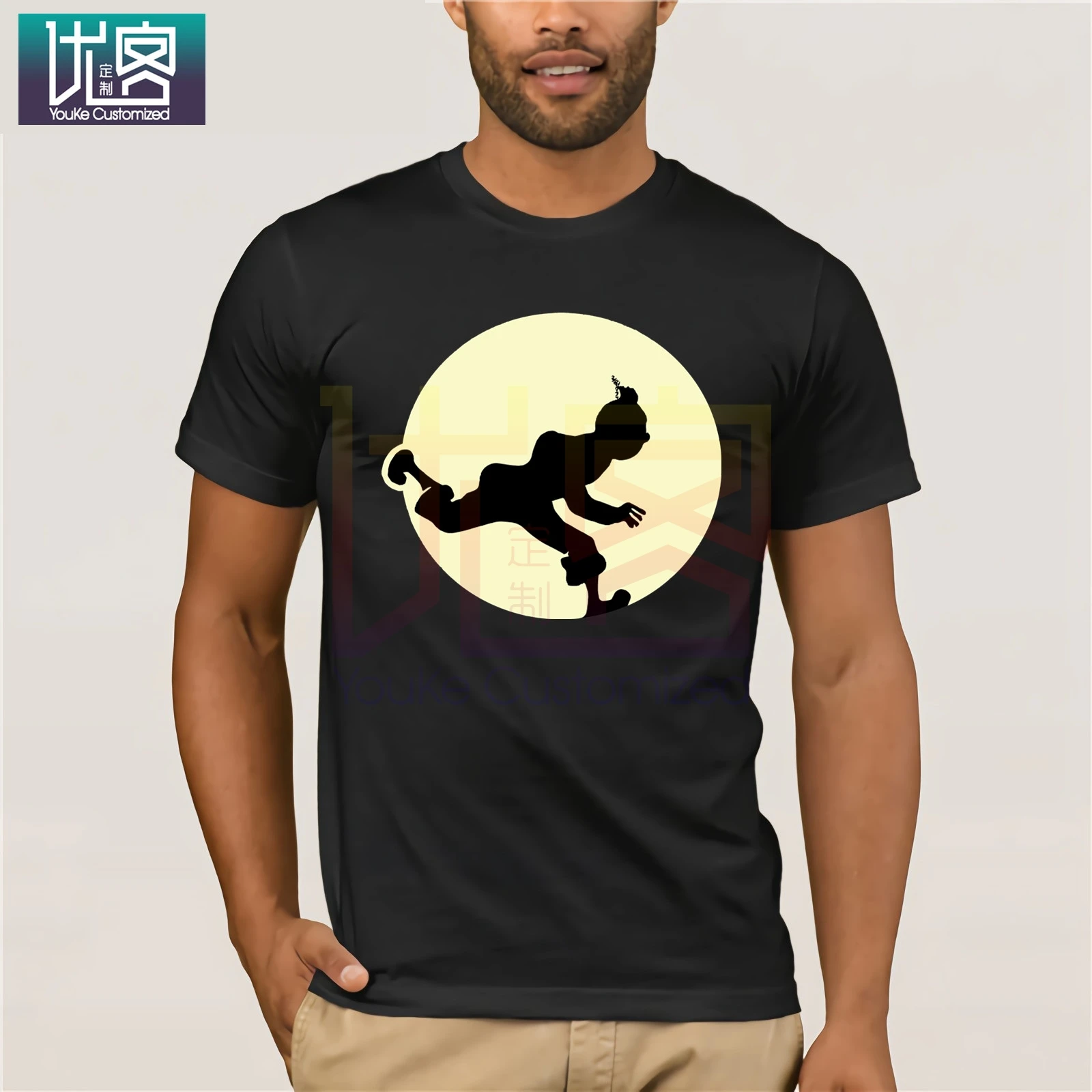 

Tintin Snowy Captain Haddock The Adventures of Tintin T-Shirt Retro 80'S Cartoon Adults Tee Top Christmas Gift Black T-Shirt