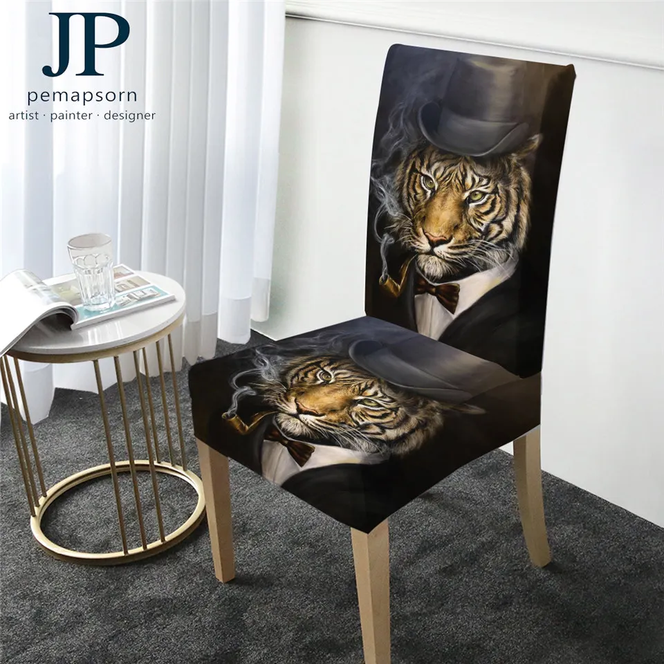 Чехол на стул Tiger by Jp. Четырёхмерный с 3D рисунком чехол из спандекса сиденье для