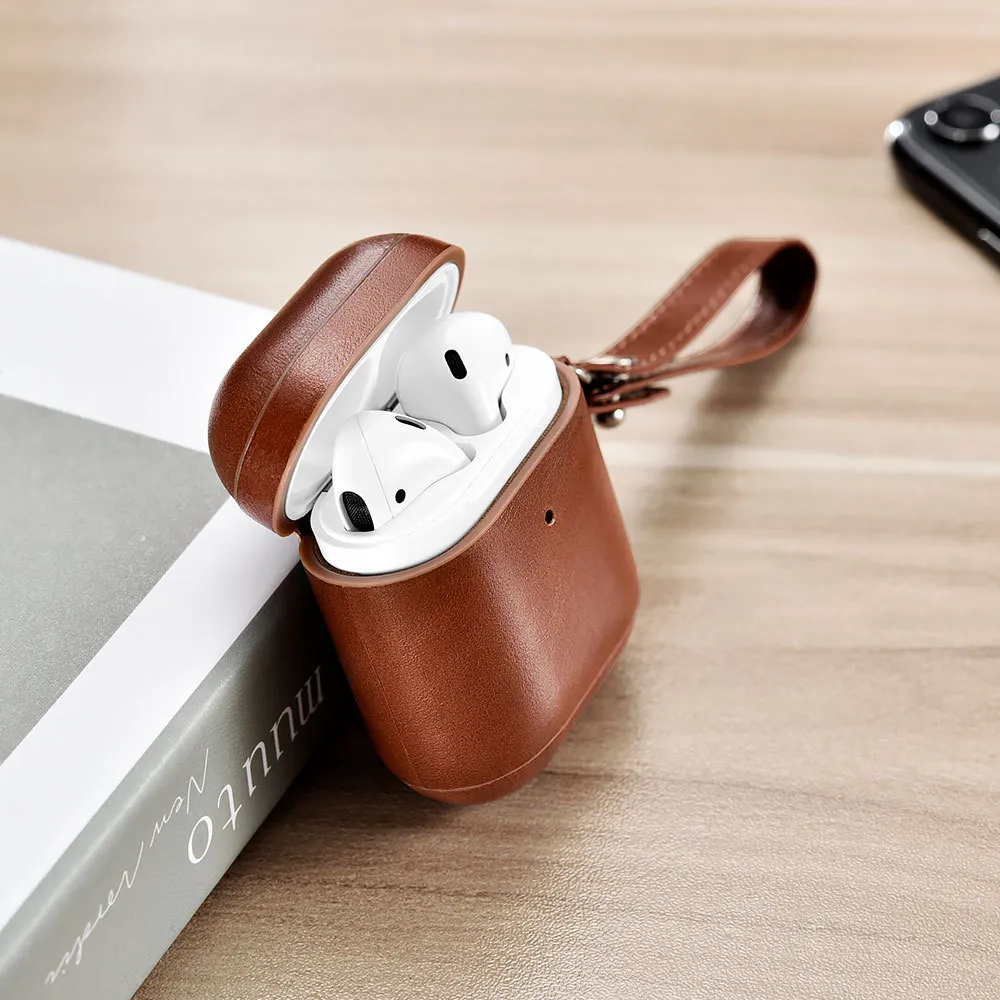 for Apple Airpods 2 Leather Case for Airpods Protective Case Vintage Design Headphone Leather Case LED Light Cover