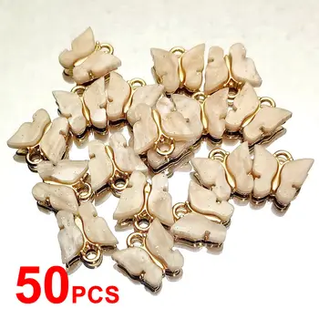 

JUST FEEL 50Pcs/set Personality Butterfly Acrylic Resin Gold Color Metal Accessories Earring Necklace DIY Jewelry Wholesale