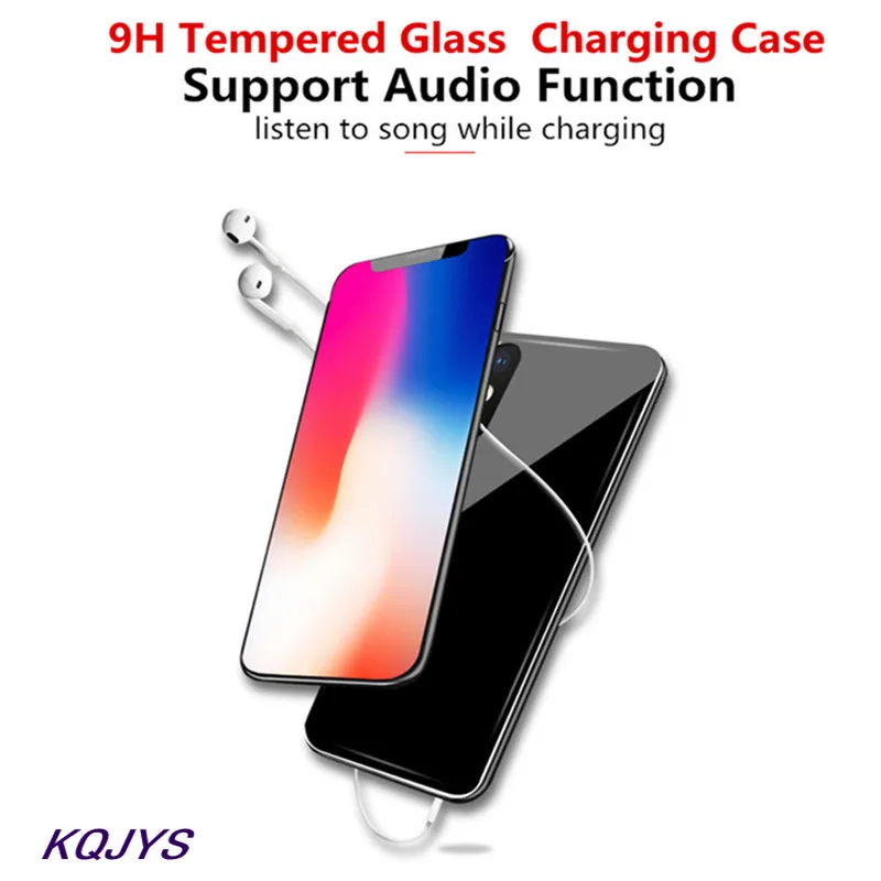 KQJYS 5000 мАч 9H закаленное стекло зарядное устройство чехлы для iPhone X Xs чехол