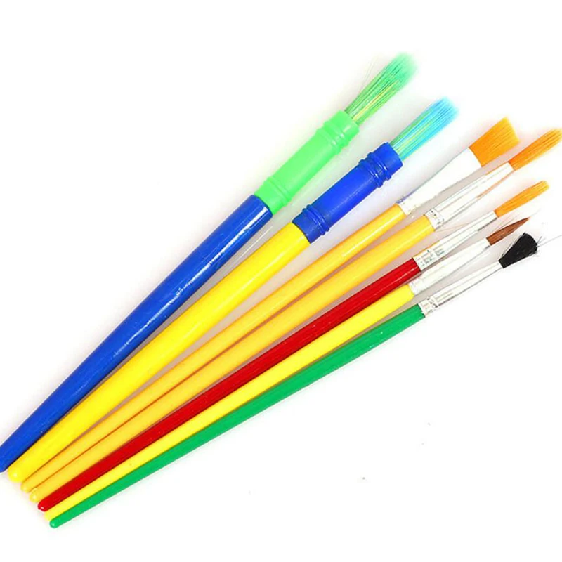Gouache Paint Brushes Different Shape Round Pointed Tip Nylon Hair Painting Brush Set Supplies Candy Color Plastic Handel Brush