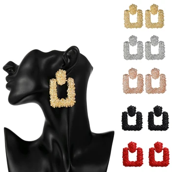 

Hot Sale Stylish Modern Gold Earrings For Women African Geometric Square Bold Earrings Jewelry 2020