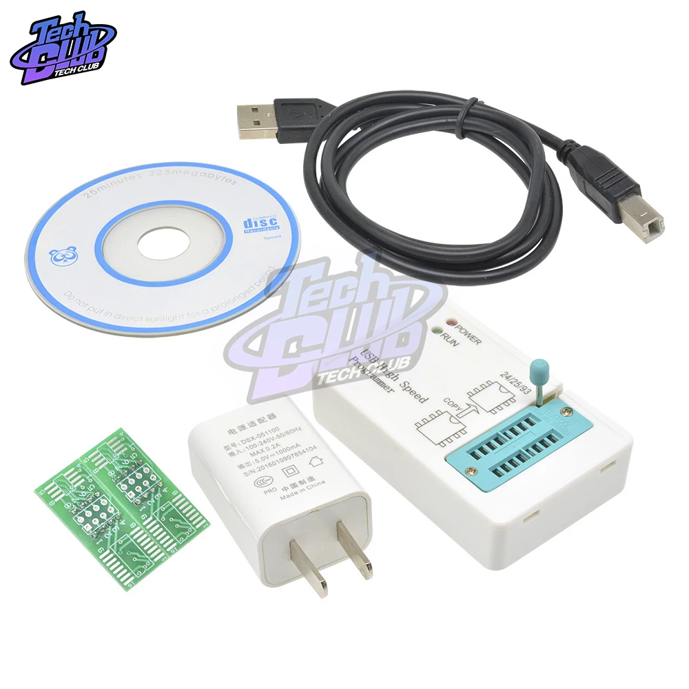 

High-Speed USB SPI Programmer + IC Test Clips socke Support 24 25 93 EEPROM 25 Flash BIOS Chip