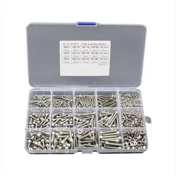

480PCS Stainless Steel Hex Socket Cap Head Bolts Screws Nuts Kit M2 M3 M4 AU