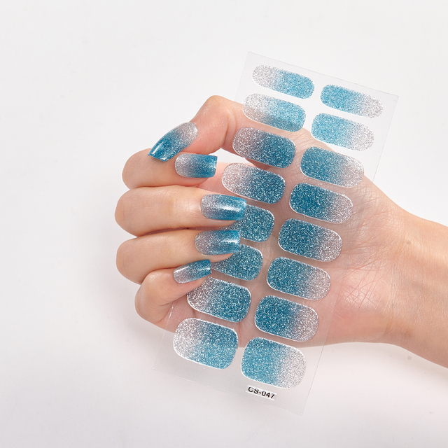 Tips/Sheet Minimalist Design Gradual Change Glitter Series Powder Sequins Self Adhesive Nail Sticker Nails Sticker Designer