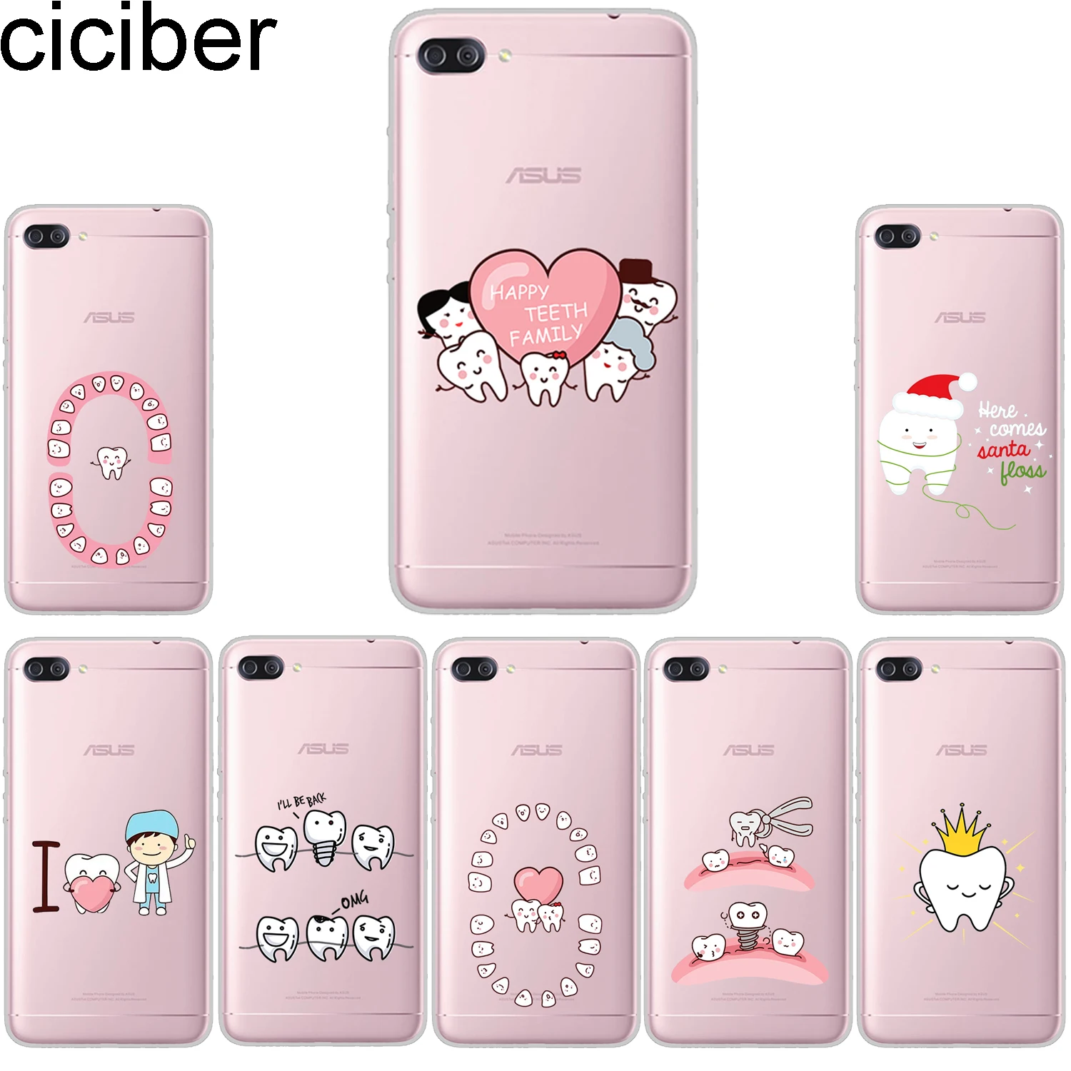 ciciber Cartoon Tooth Phone Case For ASUS Zenfone 4 Max Plus Pro Live 3 GO Soft Back Cover ZC520KL ZB501KL ZC554KL ZB500KL |