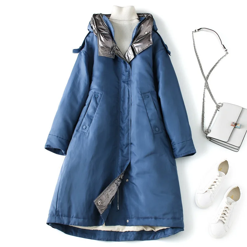 High Quality Boutique White Duck Down Jacket Female Long Section Winter New Product Thick Warm Hooded Jacket Female J10051