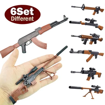

6set Hot Game DIY Building Blocks Toys Gun 98K AWM Guns Mini Simulation Assemble Gun Model Military Christmas Gift for Boys