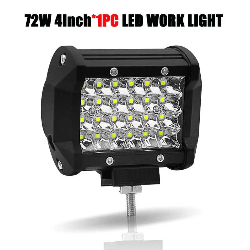 1PC 72W 4 inch 60-480 Вт светильник-бар внедорожный 4x4 12V 24V автомобильные аксессуары 4-23 дюймов светодиодный рабочий светильник комбинированный луч дальнего света ATV SUV UTV Trucks - Цвет: 1PC 72W 4 inch