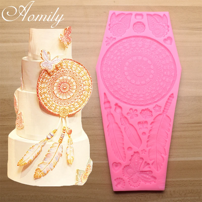 Amoliy Dream Catcher Clay Fondant Silicone Mold Cake Decorating Tools DIY Feather Butterfly Baking Accessories | Дом и сад