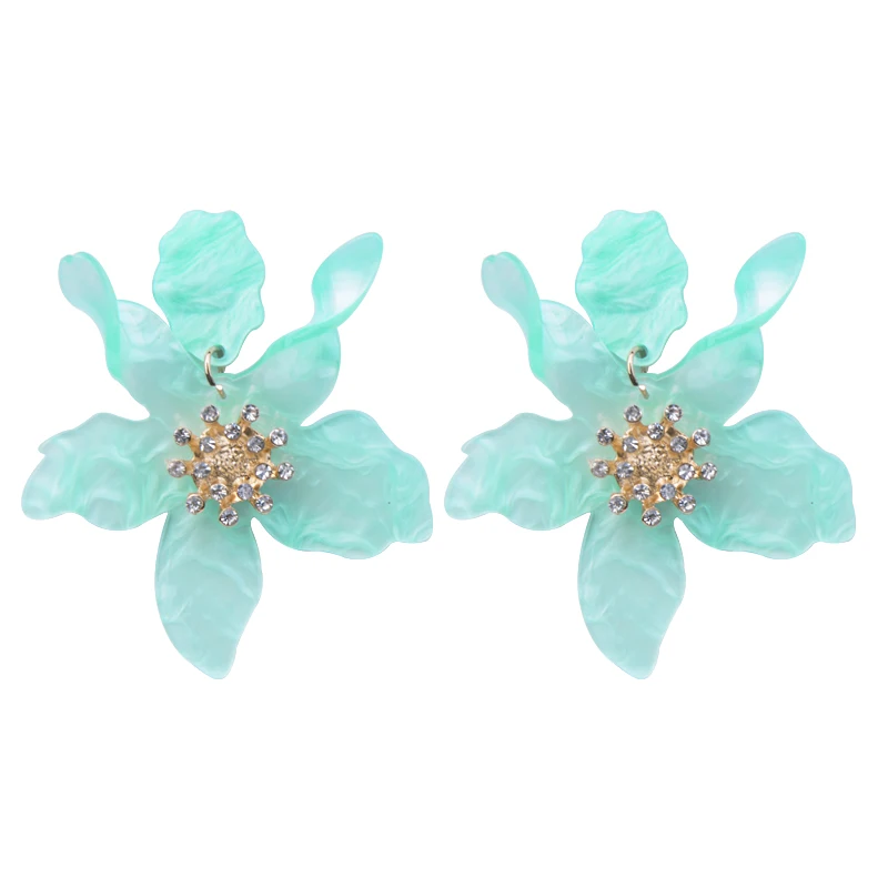 color-4 Trendy Big Acrylic Drop Earrings for Women Statement Vintage Wedding Party Earrings Fashion Jewelry Dangle Flowers Brincos - Окраска металла: color-4