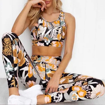 

Explosion Hot Printing Sports Vest Yoga Fitness Summer Suit Female Two-Piece Set sweatsuit