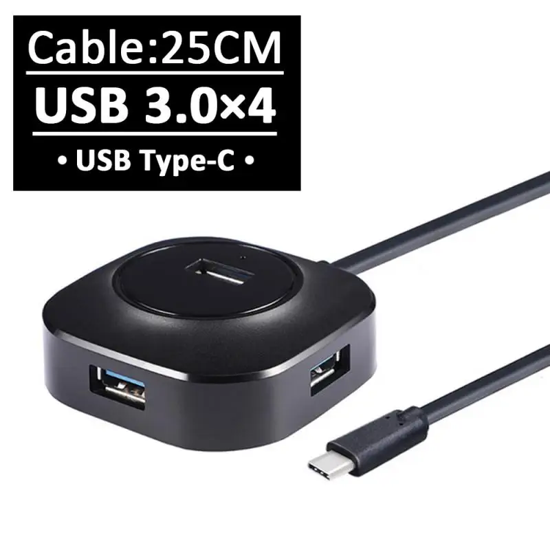 Мини usb-хаб 3,0 Мульти USB 3,0 концентратор USB разветвитель 4 порта концентратор с устройство для чтения карт SD TF 4 порта 2,0 Hab адаптер для ПК Аксессуары - Цвет: Type-C3.0x4 25cm