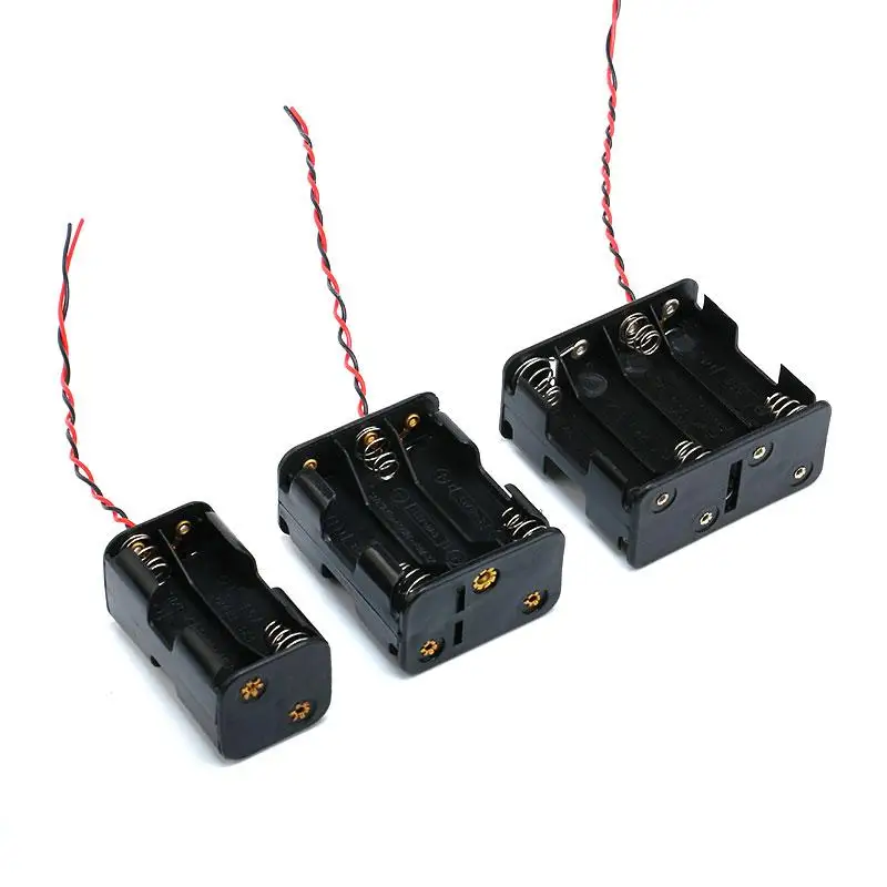 Double Side Spring 6 x 1.5 V AA Battery Holder Case Box Black (2)