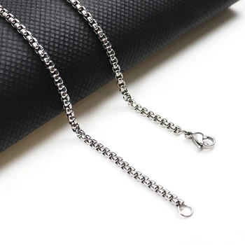 

SEMITREE Titanium Steel Square Chain Necklace Men Women Stainless Steel Fashion Collar Choker DIY Pendant Charms Necklaces 3mm