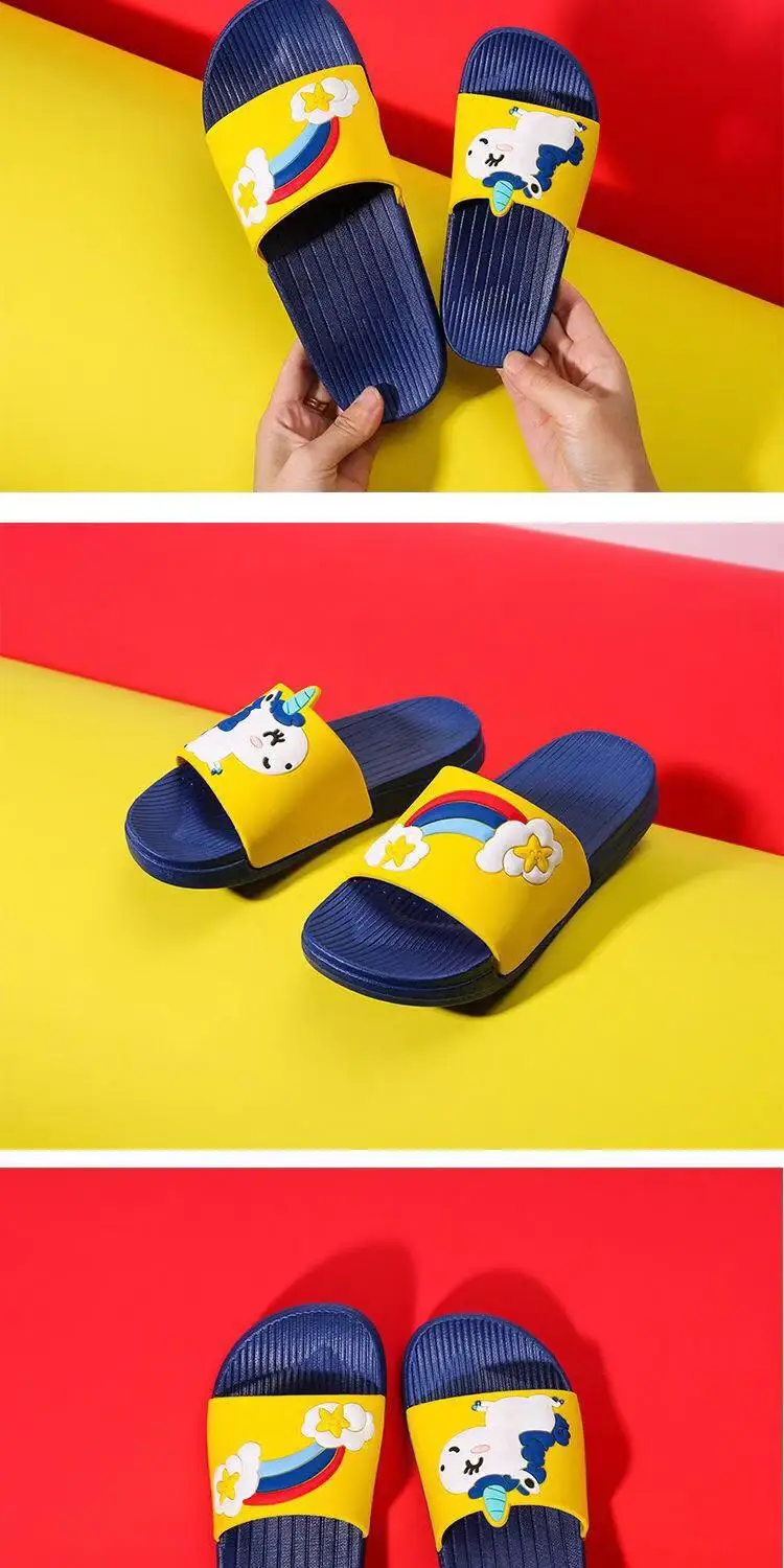 Baby Girls Cartoon Unicorn Toddler Beach Swimming Slippers Kids Boy Rainbow Shoes Children Summer Flip Flops Indoor Cute Sandals