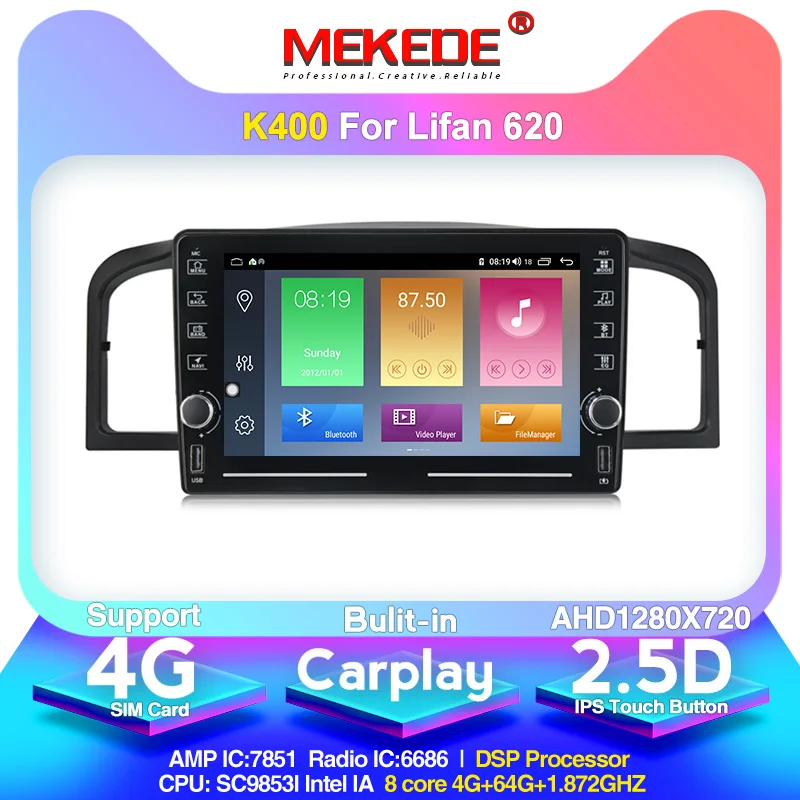 

MEKEDE K400 Android 10.0 Car Multimedia DVD Player For LIFAN 620 Support Split Screen HD Free GPS Map Carplay BT AM FM RDS Radio