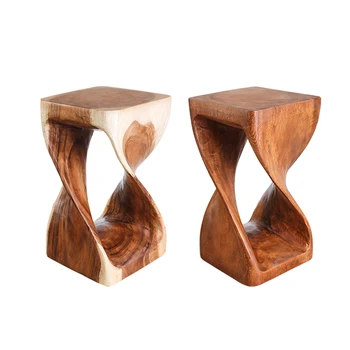 

Creative solid wood stool square stool curved wooden stool