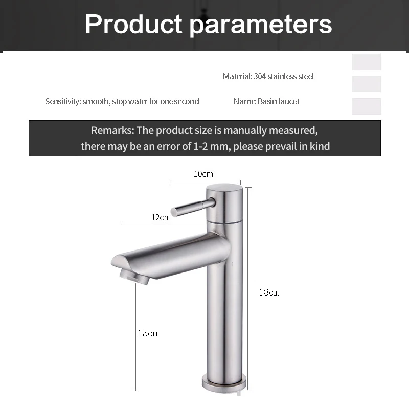 Touch Basin Faucet Senducs SUS304 Stainless Steel Bathroom Basin Mixer Tap Single Cold Basin Sink Faucet Touch Bathroom Faucets