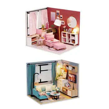 

Handicraft DIY Toy Assembly Building Model Doll House Miniature Dollhouse