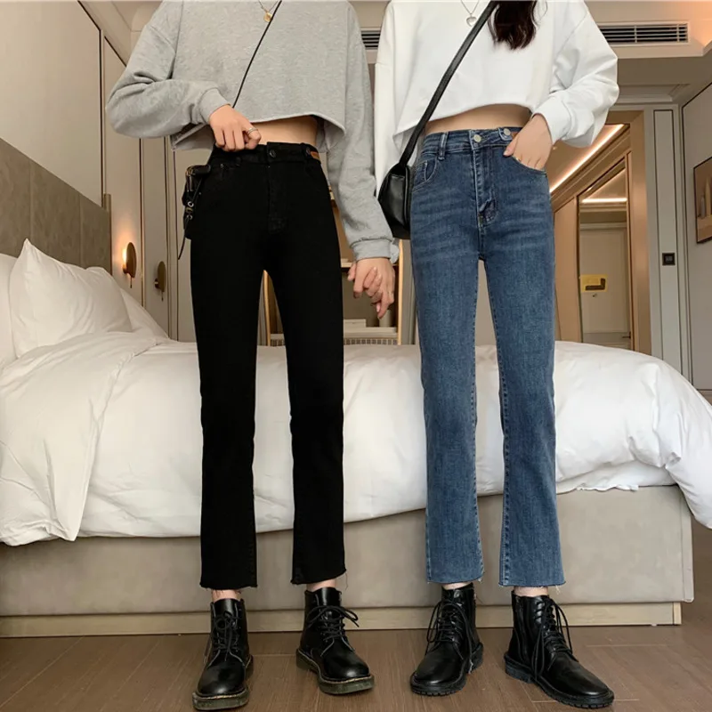 

Women's High Waist Pants Jeans Pants Vintage Straight Elastic Loose Casual 2021 New Streetwear Casual All-match Denim Pants