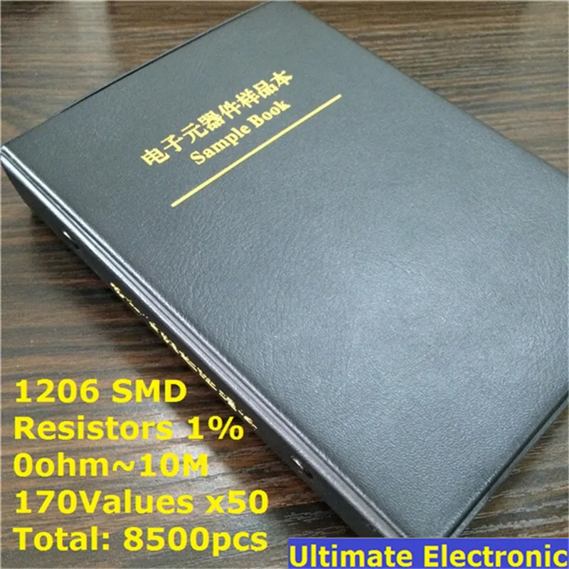 1206 1% SMD образец резистора Book 170 значения * 50pcs = 8500pcs от 0 Ом до 10M 1/4W Chip комплект