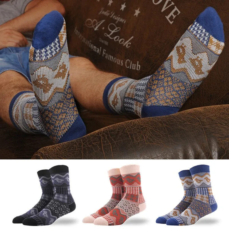 

Multi-Color Mens Cycling Socks Creative National Style Retro Cotton Line Trend Tide Spandex Nylon Breathable Socks
