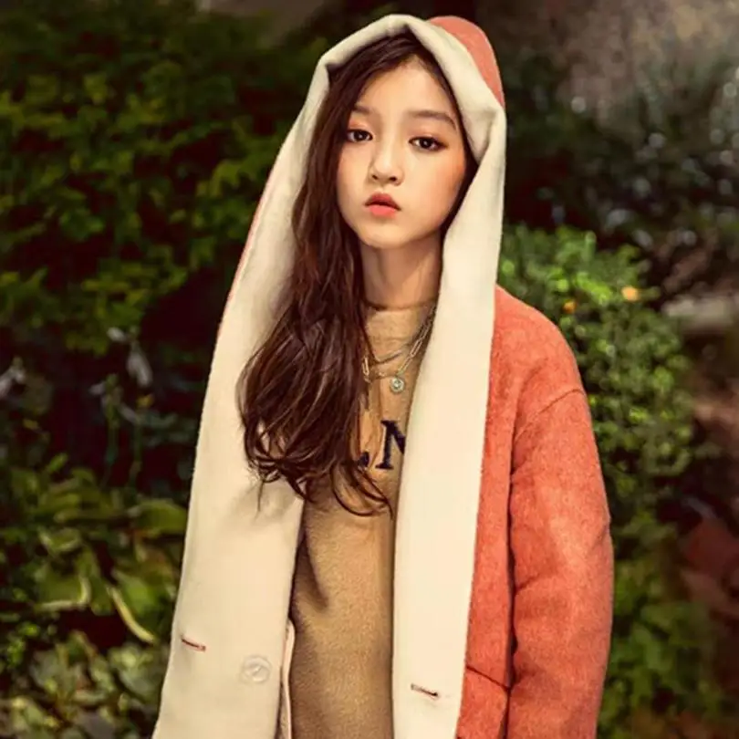 Winter new Girls hooded wool coats children Double-faced Cashmere Soft Overcoat warm Cashmere Moids Kids jacket Outerwear Y2272
