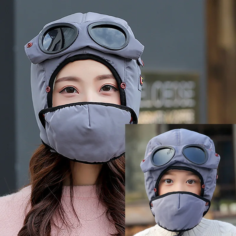 Зимняя велосипедная теплая Балаклава полная маска для лица с Goggle съемный Лыжный спорт защитная крышка для взрослых Детский капюшон - Цвет: Gray child