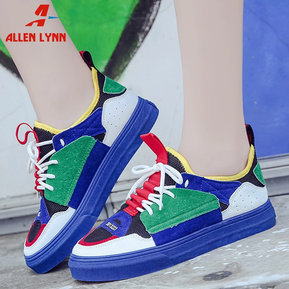 

ALLENLYNN Fashion Valcannize Shoes Woman Mixed Colors Spring Autumn Woman 2019 Valcannize Shoes Flats Woman
