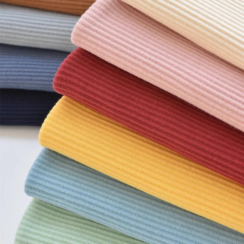 Fine Ribbed Spandex Stretch Jersey Fabric, Per Metre - Plain