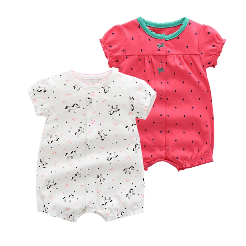 2Pcs/lot  Brand Summer 2021 Baby Girl Clothes Cotton Jumpsuit Baby Clothing Short sleeve  Infant Boys Clothes 0-24M Baby Rompers coloured baby bodysuits Baby Rompers