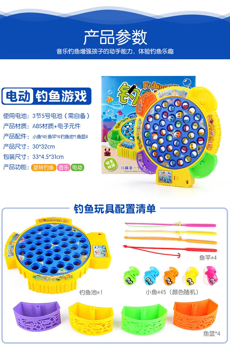 Children Fishing Toys Pool Set Power-driven Rotation Fish Dish 2-Year-Old Baby 1-3 Years Old Educational GIRL'S And BOY'S Learn
