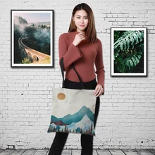 RAVIDINO doube сторона абстрактная картина мешок большой емкости продуктовый мешок многоразовые сумки на плечо Льняная сумка для покупок в супермаркете