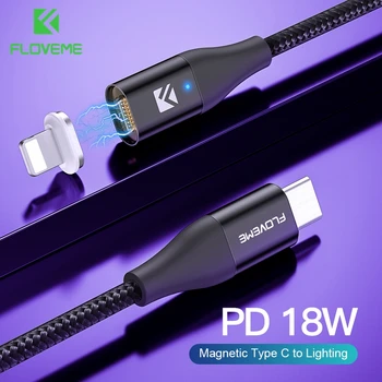

FLOVEME 18W PD Type C To Lighting Cable Magnetic Charger Cable For iPhone 11 7 8 X USB C Data Cable For Apple Fast Charging Wire