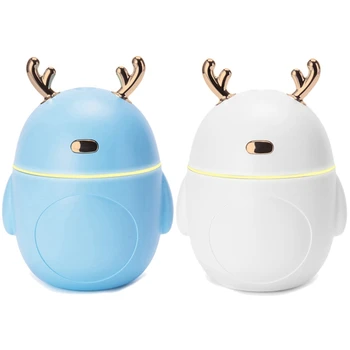 

2Pcs Lovely Deer Air Humidifier Usb Led Light Mini Aroma Diffuser Essential Oil Humidificador - Blue & White