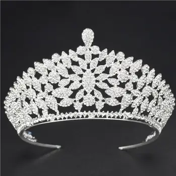

Rhinestone Silver Color Crowns Bride Tiara Fashion Wedding Crown Wedding Hair Accessories Beauty Pageant Luxury Bride Jewelry