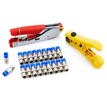 

GTBL Rg59/Rg6 Coaxial Cable Cable Network Cable Clamp Stripping Pliers Squeeze Clamp Set with F Head