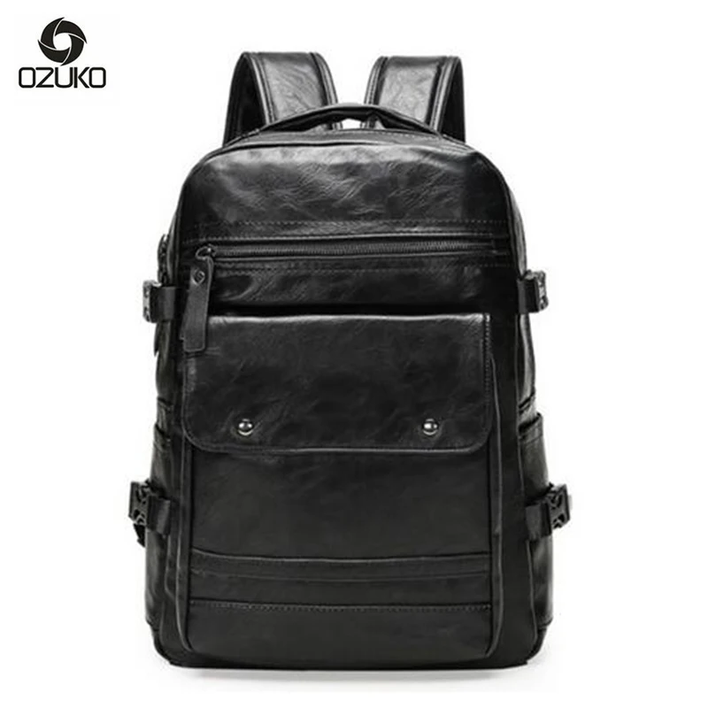 

Large Men Backpack PU Leather Promotion Casual Laptop Backpack Computer Rucksack Waterproof Travel College Students Bags Male