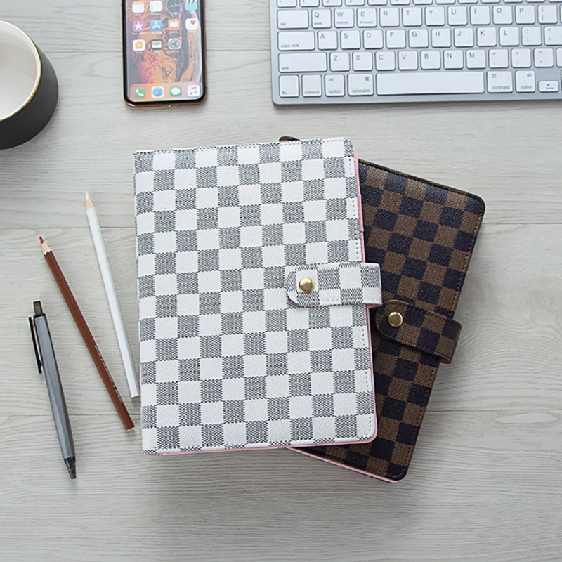 

A5 Notebook Loose-leaf High-grade Leather Cover Lattice Notebook&Journal Schedule Book Diary Notebook Leather Case Gifts