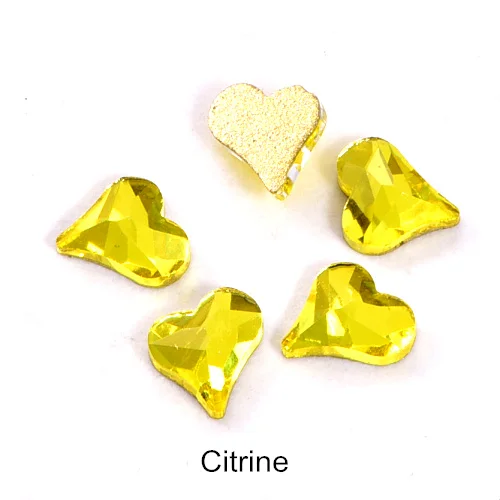 Citrine 20 шт 5*6 мм в форме сердца K9 не горячая фиксация стразы с плоской задней стороной для дизайна ногтей Стразы из стекла хрустальные стразы для украшения ногтей B1343 - Цвет: Citrine