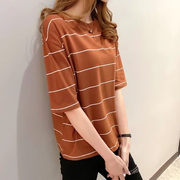 

Accurate inventory support with verify on the spring clothing comfortable stripe cotton short sleeve T-shirt frock