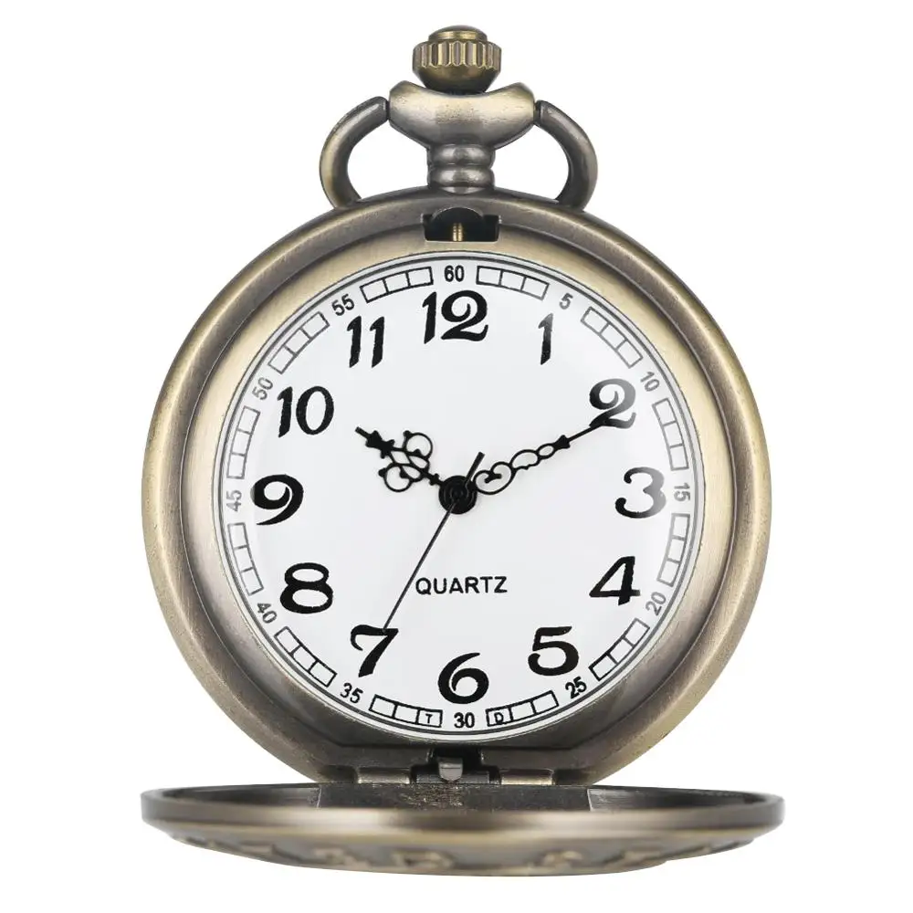 Fashion quartz antique pocket watch woman alice in wonderland rabbit cat women vintage fob watches retro new bronze color arabic