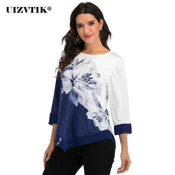 

Spring Women's Blouse Shirt Summer Sexy Asymmetric Hem Floral Print blusas mujer de moda 2020 Vintage Plus Size Tops harajuku