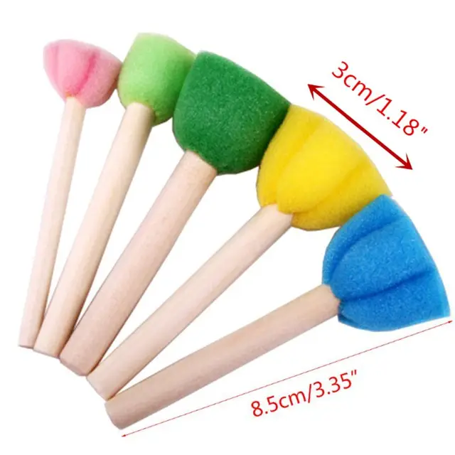 5Pcs Sponge Brushes Drawing Toys Children Art Flower Pattern DIY Painting Tools 6